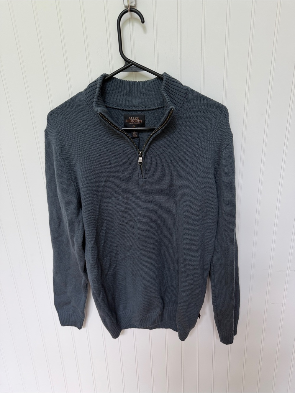 (036)Allen Edmonds Men’s M 100% Extra Fine Merino Wool Quarter Zip Sweater NWT
